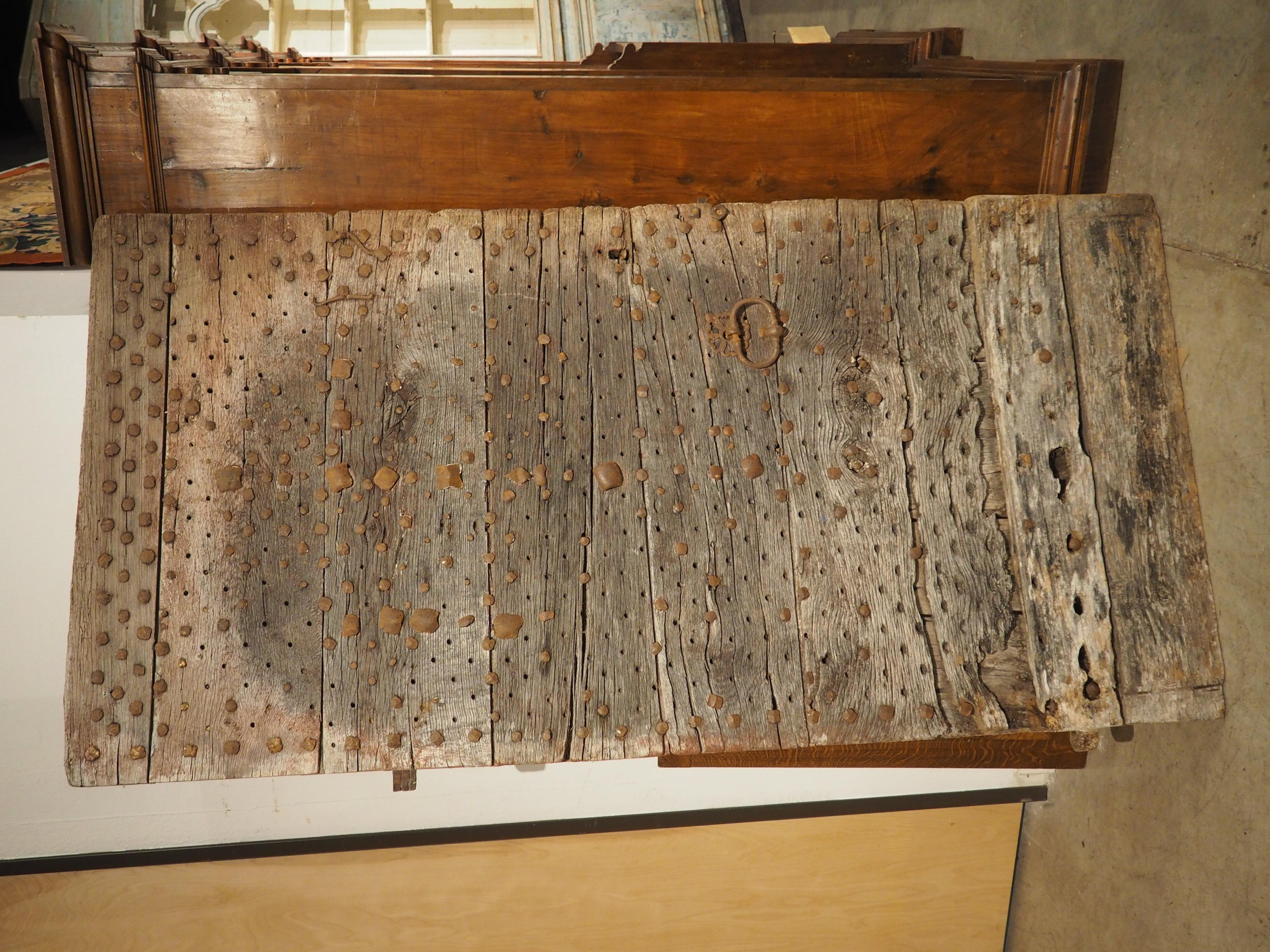 17th Century Iron Studded Oak Door from France For Sale 13