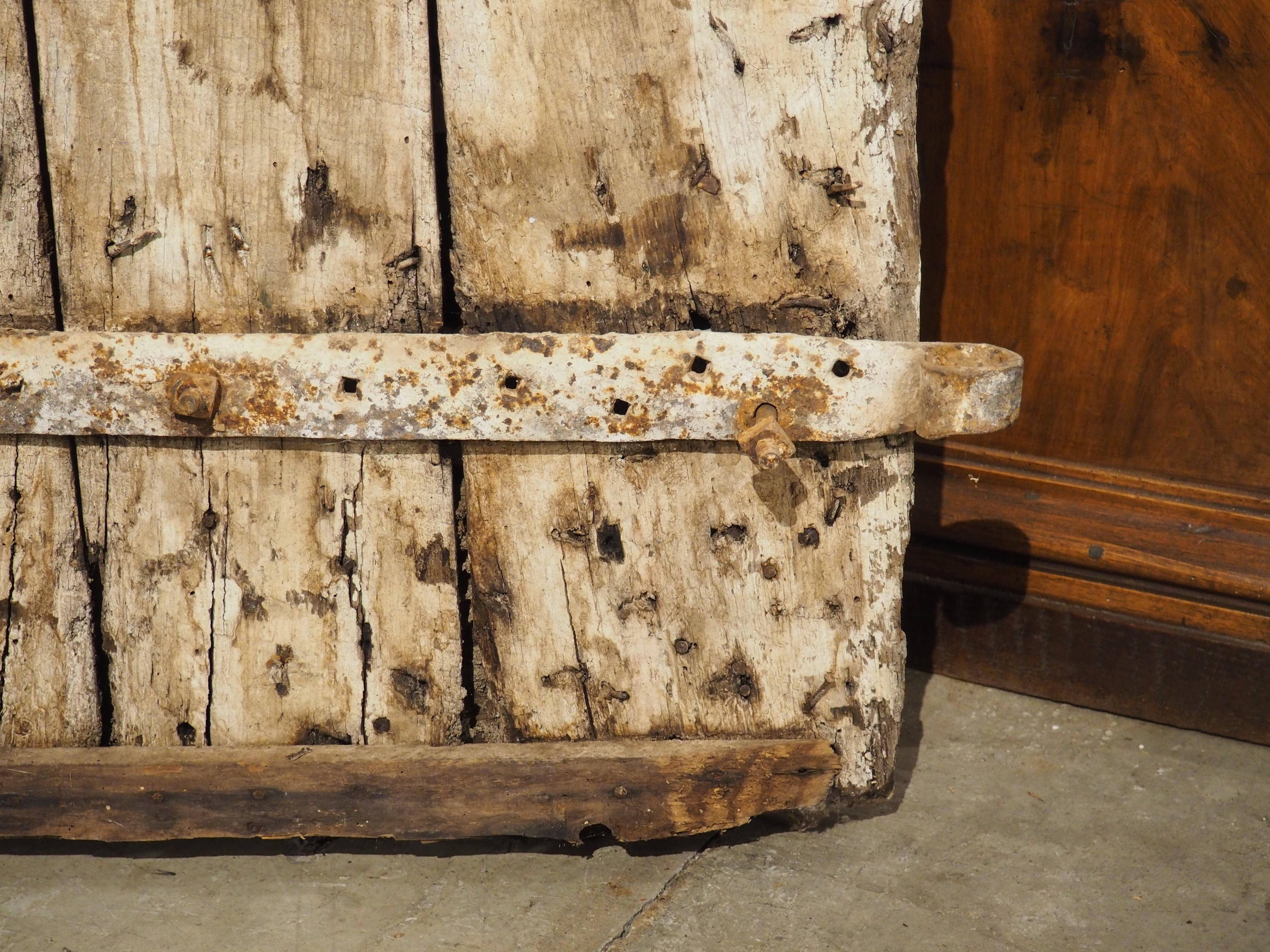 French 17th Century Iron Studded Oak Door from France For Sale