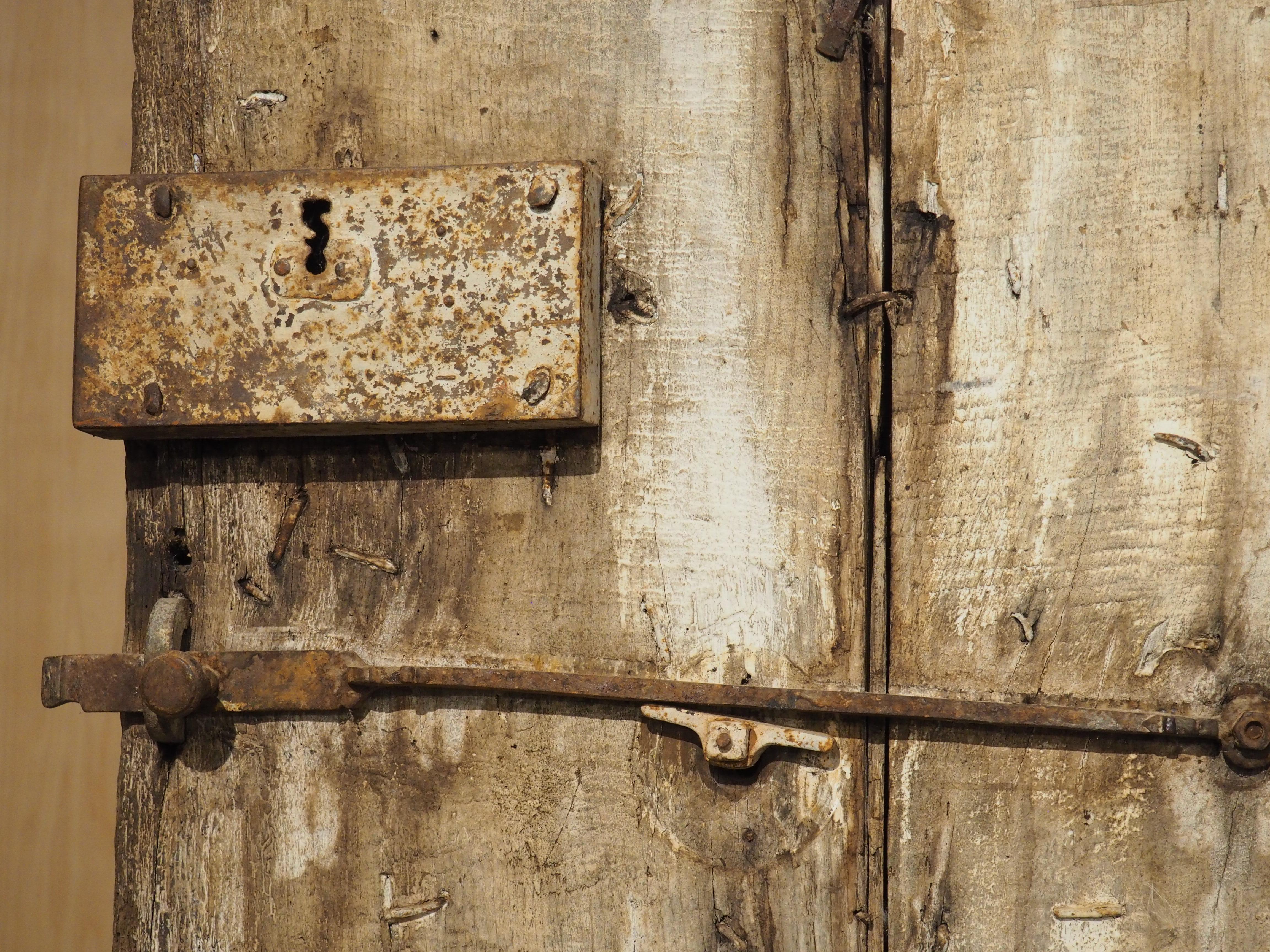 18th Century and Earlier 17th Century Iron Studded Oak Door from France For Sale
