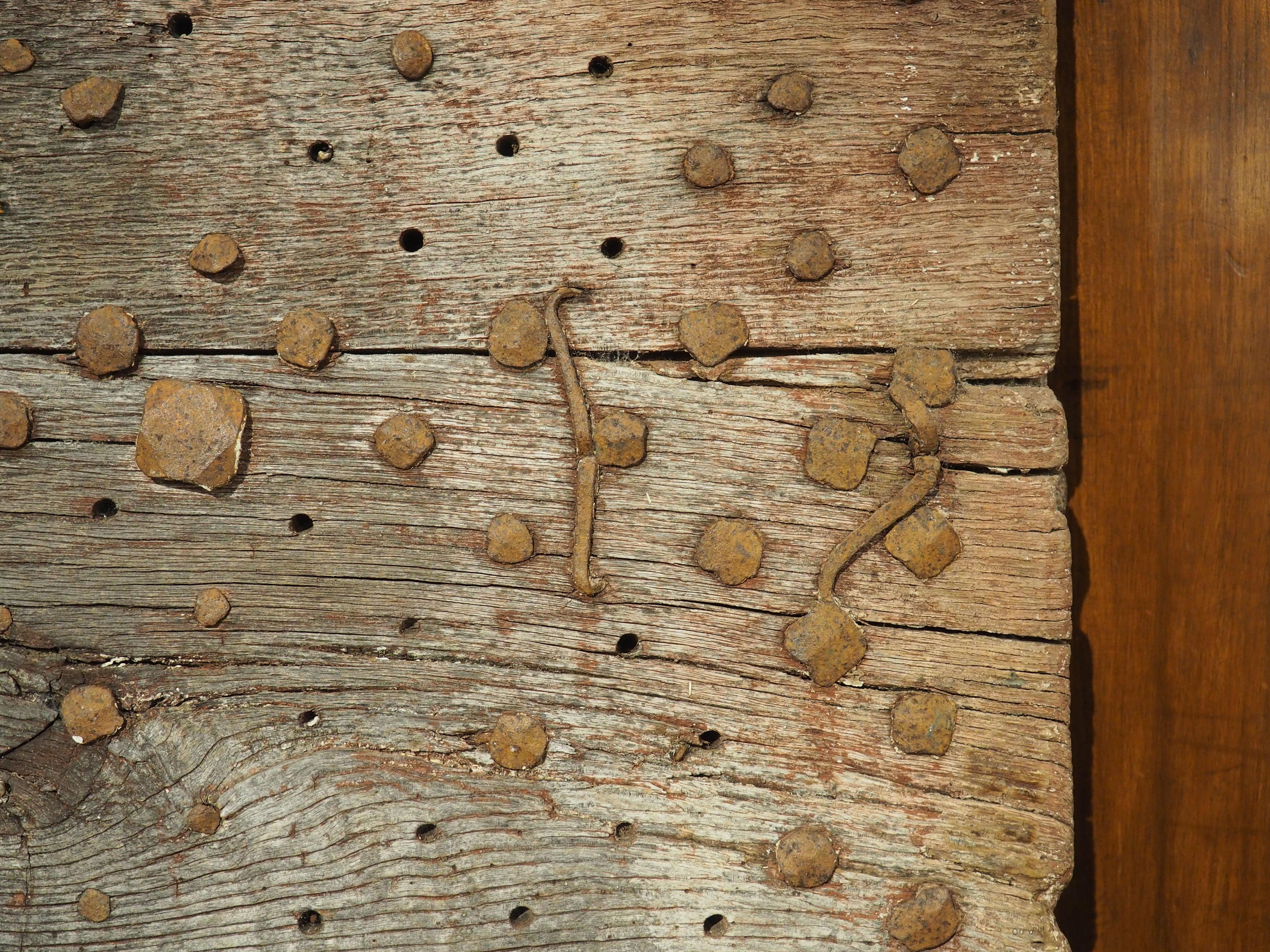 17th Century Iron Studded Oak Door from France For Sale 1