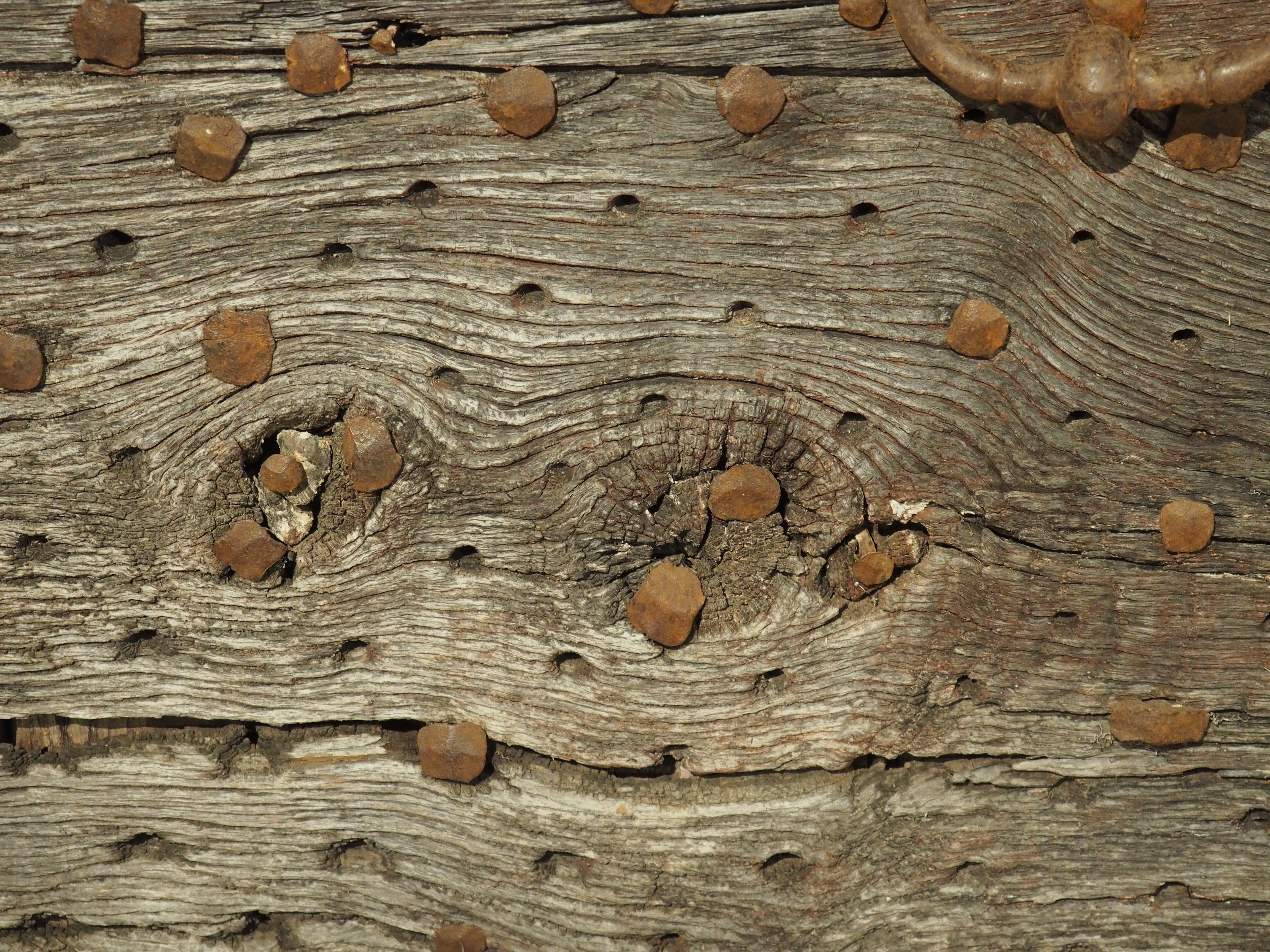 17th Century Iron Studded Oak Door from France For Sale 2