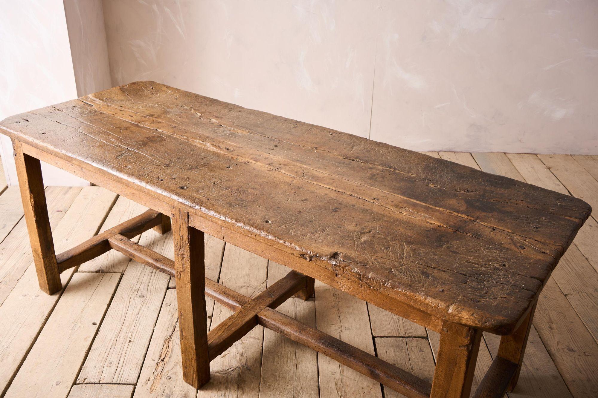 Walnut 17th century Italian 6 legged console table For Sale