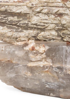 17th Century Italian Angel Wing on a Large Smokey Crystal Quartz Point