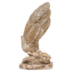 17th Century Italian Angel Wing with a Calcite Crystals on an Antique Wood Base
