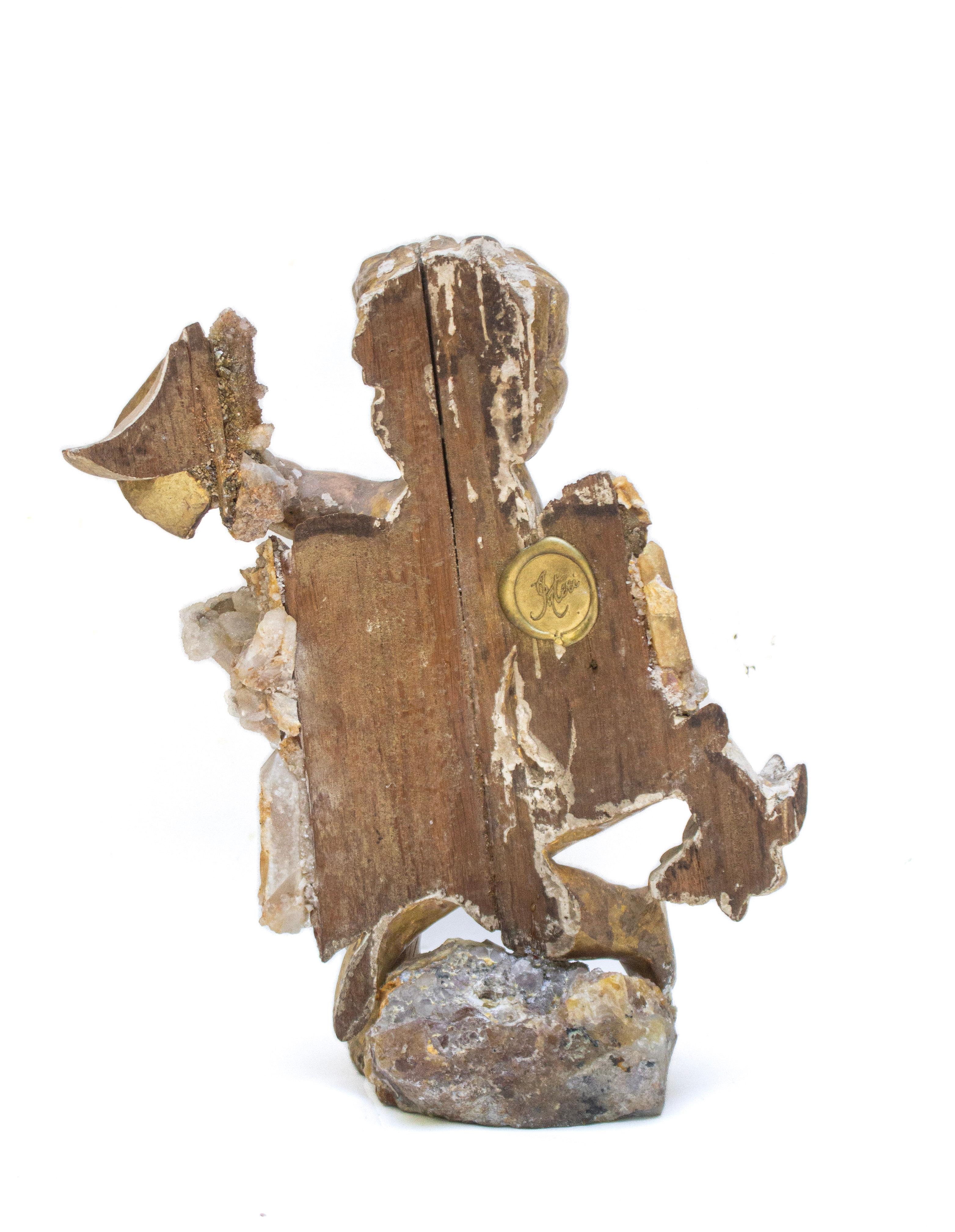 Quarzo Angelo italiano del XVII secolo con spirito di cactus, quarzo e matrice di cristallo di calcite in vendita