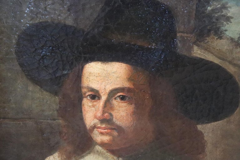 17th Century Italian Antique Oil Painting on Canvas Portrait of a ...