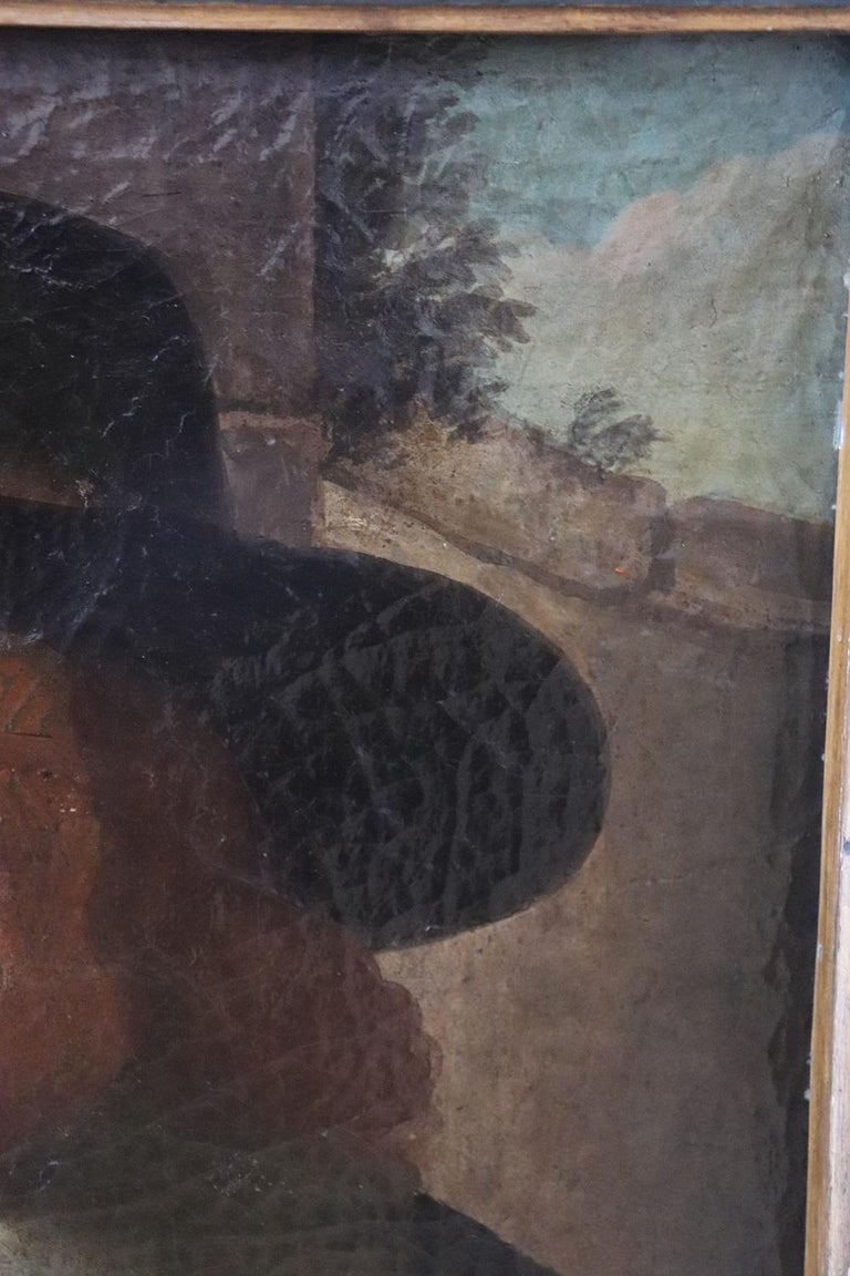 17th Century Italian Antique Oil Painting on Canvas Portrait of a ...