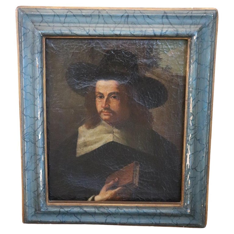 17th Century Italian Antique Oil Painting on Canvas Portrait of a ...