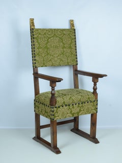 16th Century Italian Armchair with Carved and Gilded Friezes, Firenze