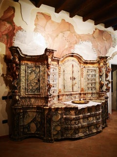 17th Century Italian Baroque Lacquered Spruce Religious Furniture 1600