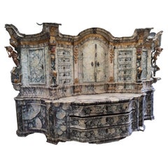 Vintage 17th Century Italian Baroque Lacquered Spruce Religious Furniture 1600