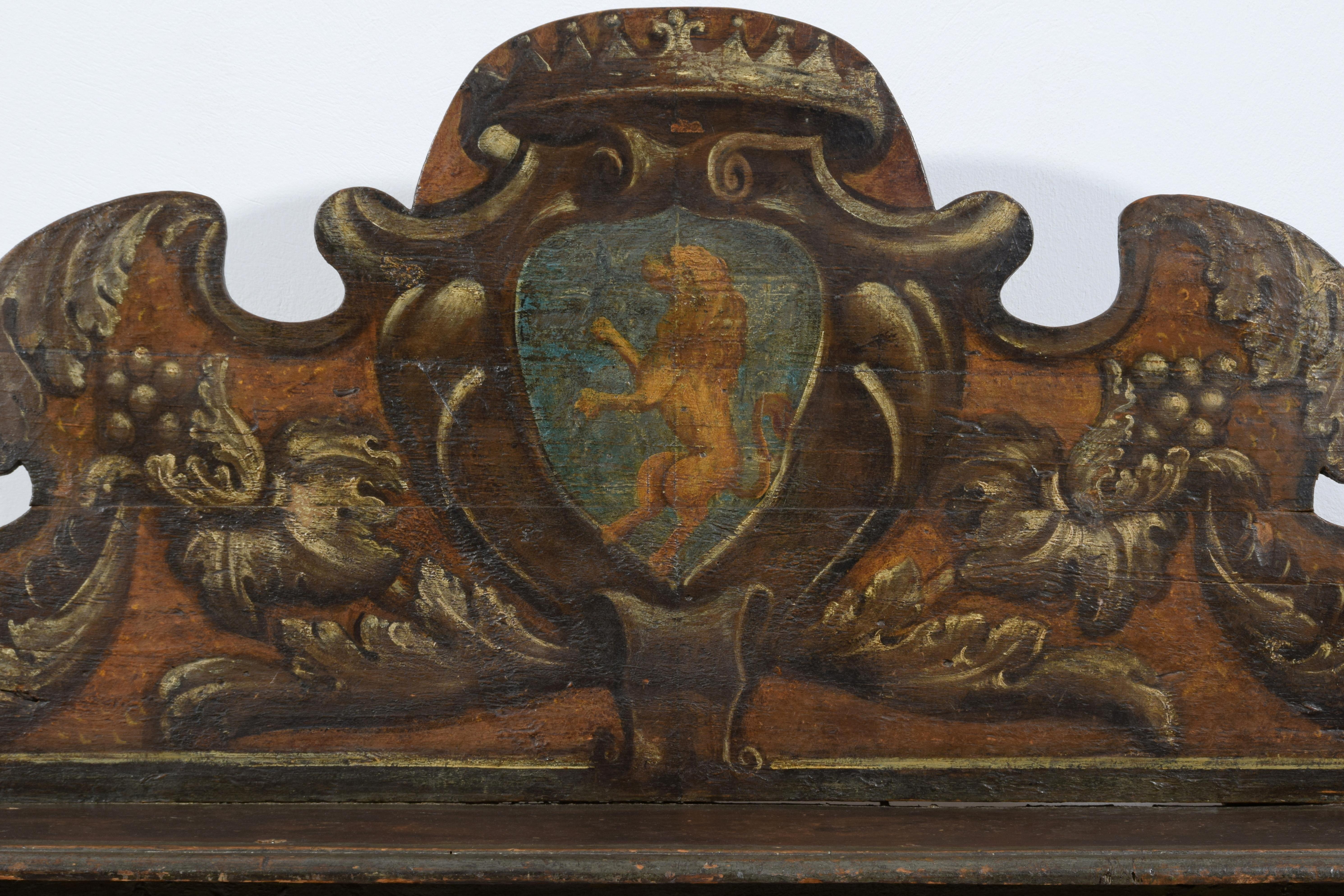 17th century, Italian Baroque Lacquered Wood Bench  11