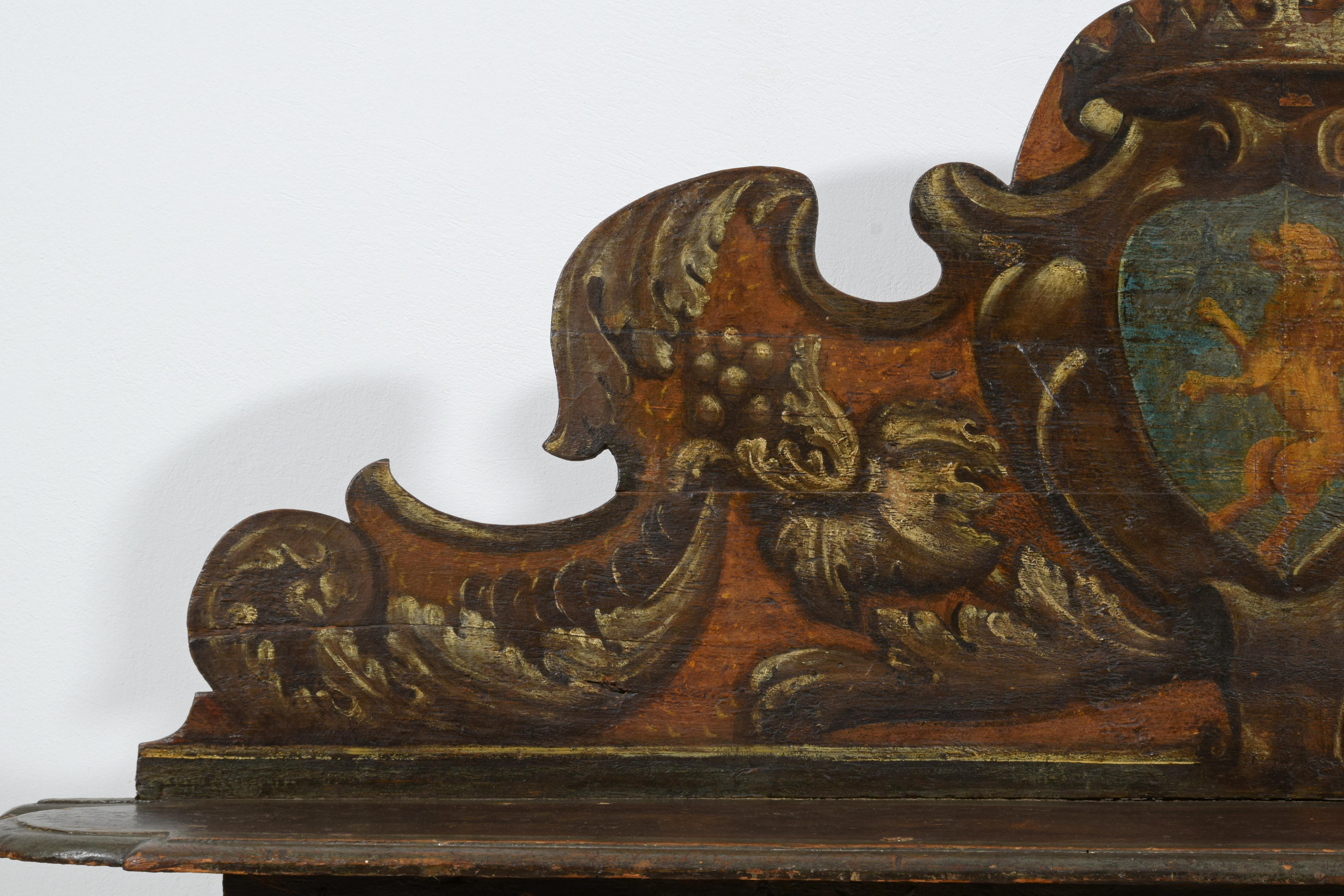 Italienische Barockbank aus lackiertem Holz aus dem 17. Jahrhundert  11