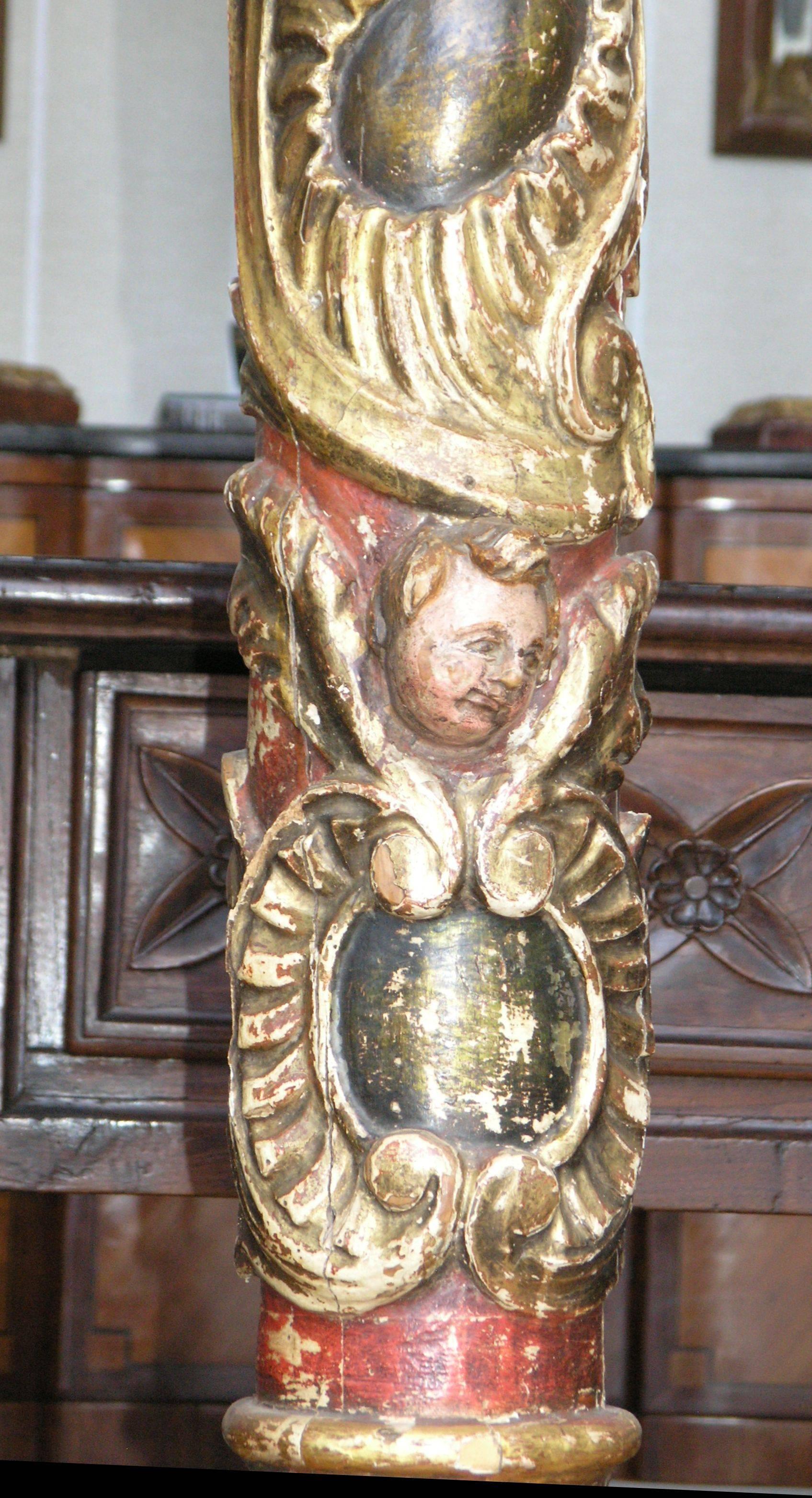 18th Century and Earlier 17th Century Italian Baroque Parcel-Gilt and Paint Column For Sale