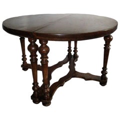 Italian, Liguria, 17th Century Baroque Solid Walnut Table Demilune