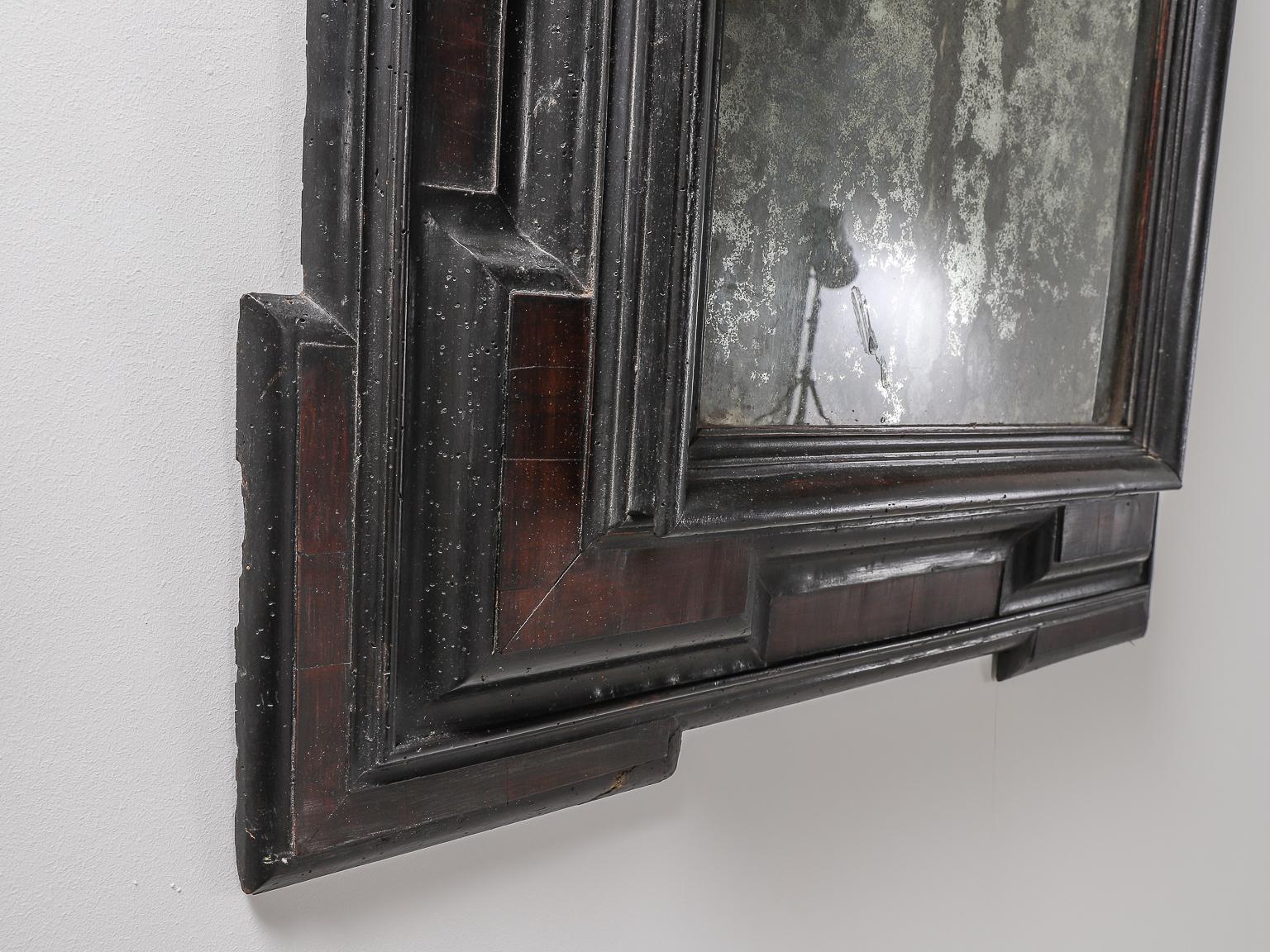 17th Century Dutch Baroque Walnut and Ebonized Mirror 9