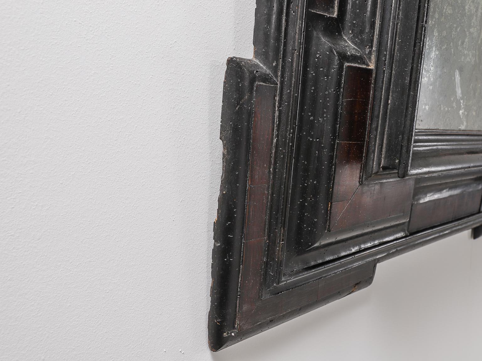 17th Century Dutch Baroque Walnut and Ebonized Mirror 10