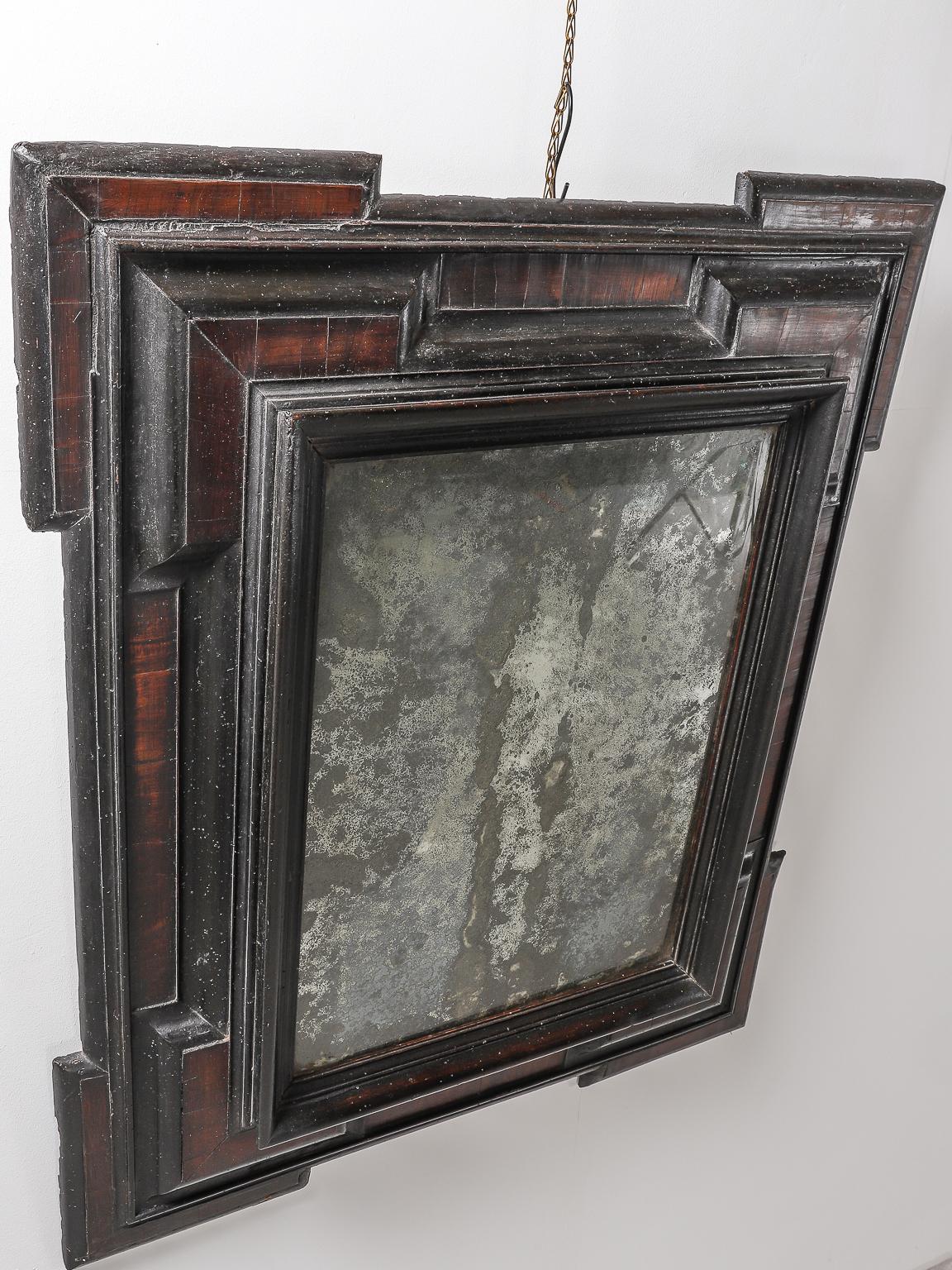 17th Century Dutch Baroque Walnut and Ebonized Mirror 11