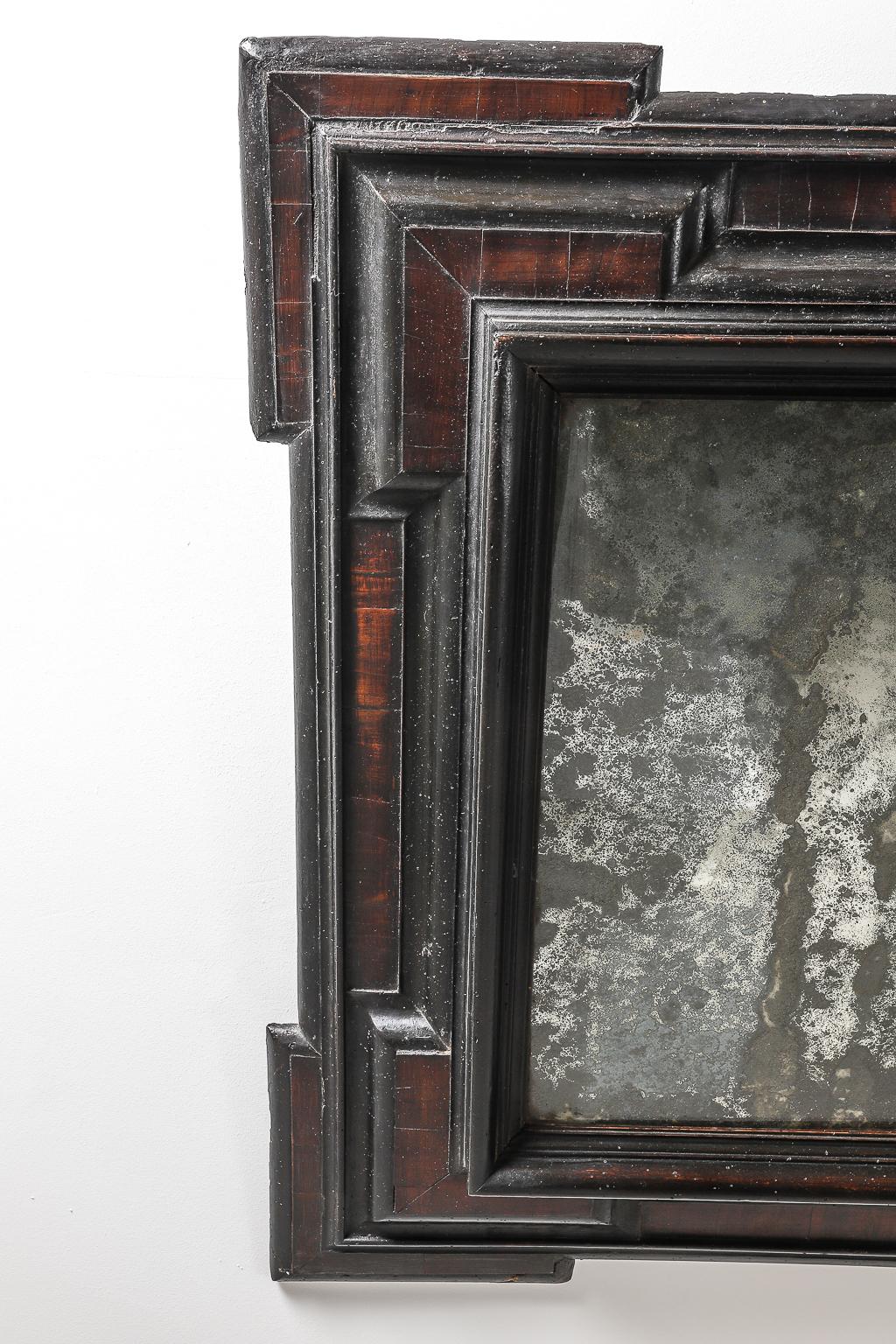 17th Century Dutch Baroque Walnut and Ebonized Mirror 1