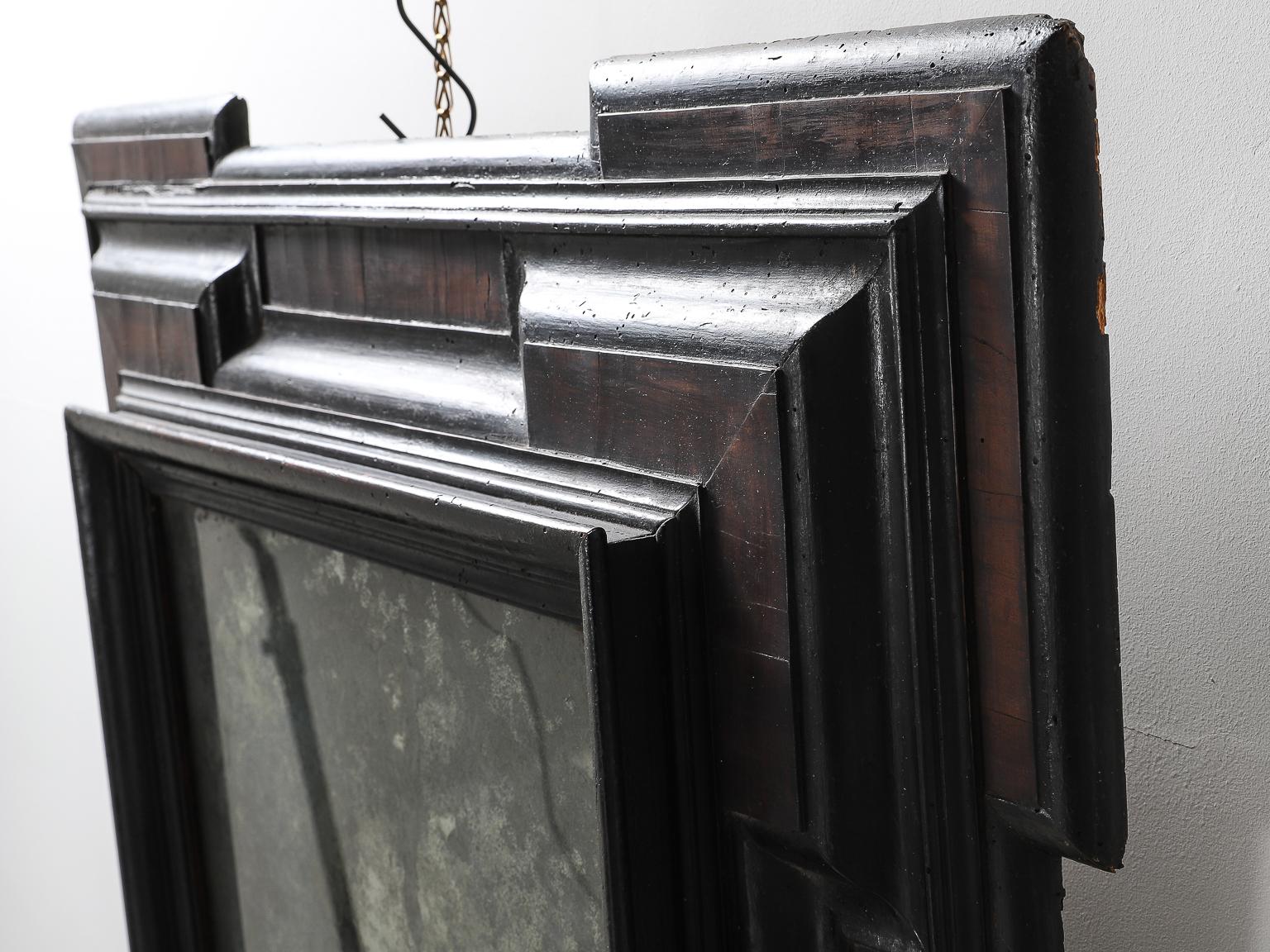 17th Century Dutch Baroque Walnut and Ebonized Mirror 4