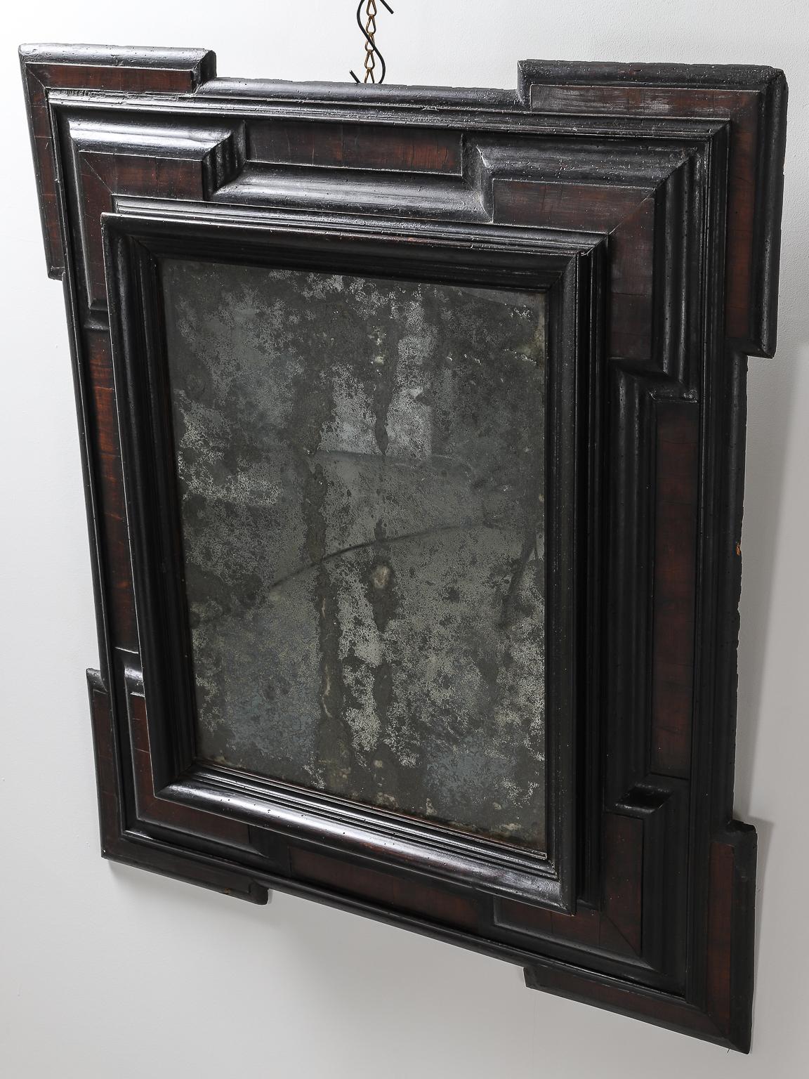 17th Century Dutch Baroque Walnut and Ebonized Mirror 5