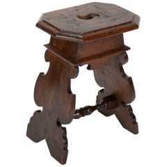 17th Century Italian Baroque Walnut Stool