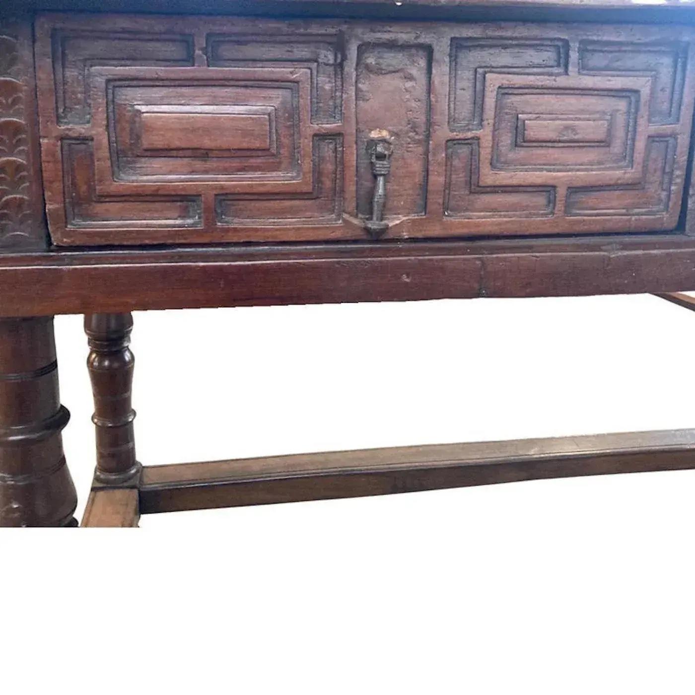 17th Century Italian Baroque Walnut Table / Console Table For Sale 3