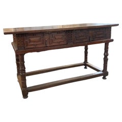 Antique 17th Century Italian Baroque Walnut Table / Console Table