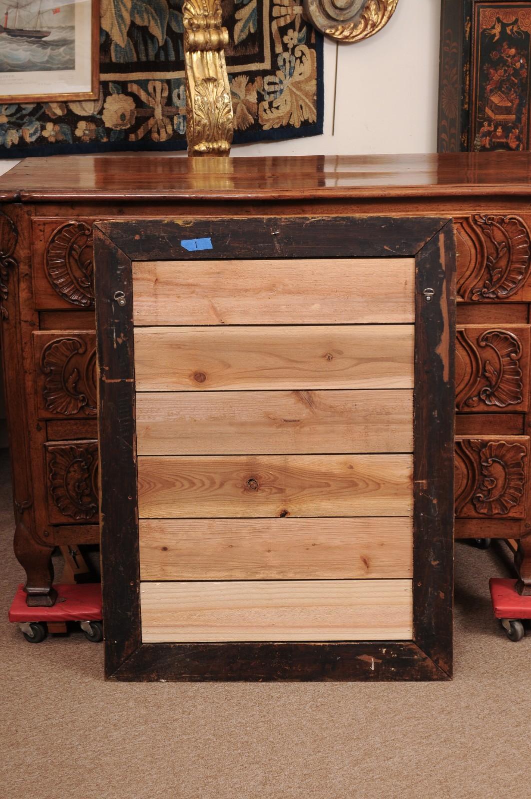 Miroir italien du 17e siècle en bois doré ébonisé et parcellaire en vente 7