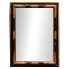 17th Century Italian Black Ebonized & Parcel Giltwood Mirror
