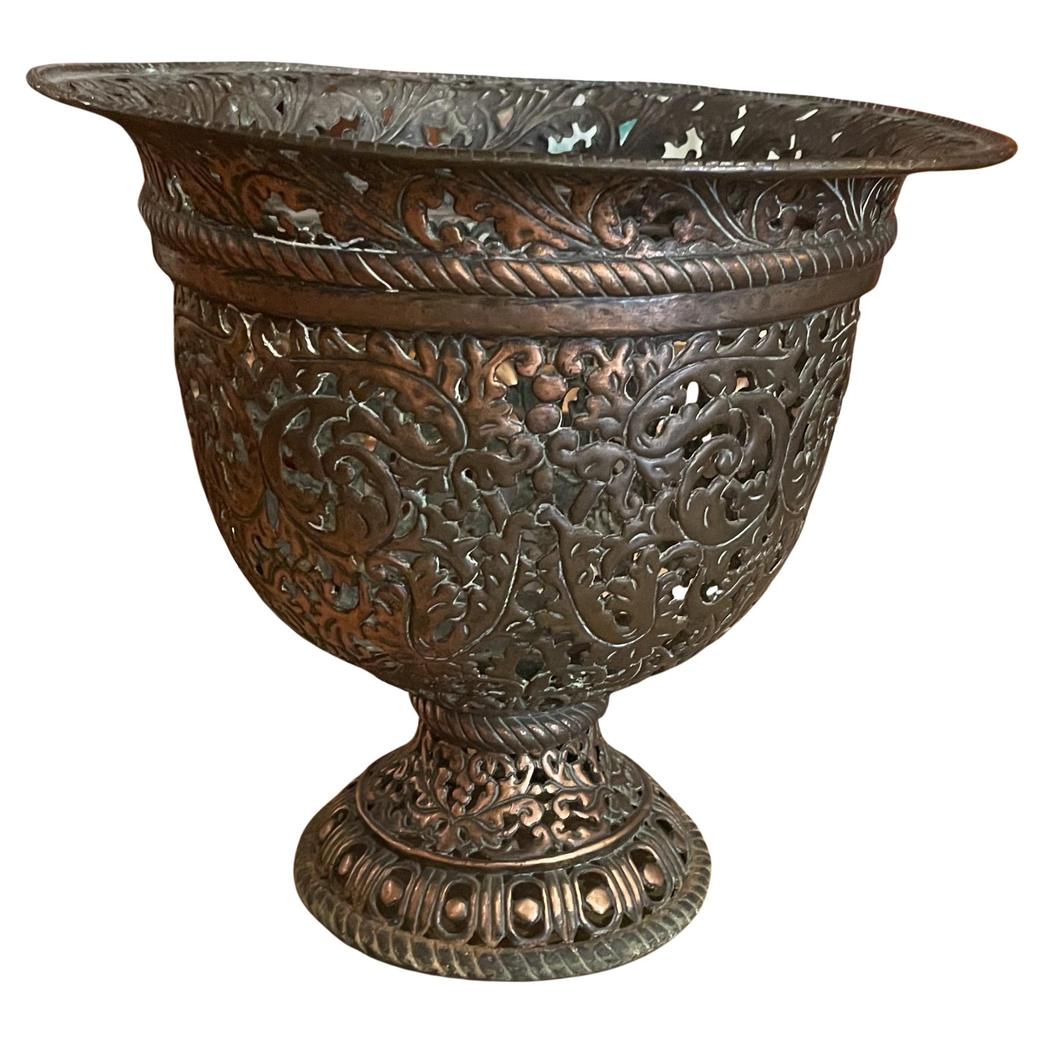 17th Century Italian Bronze Cup Or Urn For Sale