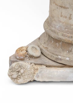 17th Century Italian Candlestick Base with a Selenite Blade and Fossil Shells