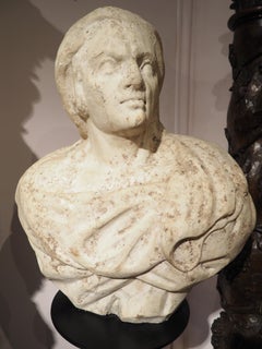 17th Century Italian Carved Marble Bust on Iron Stand from the Amalfi Coast