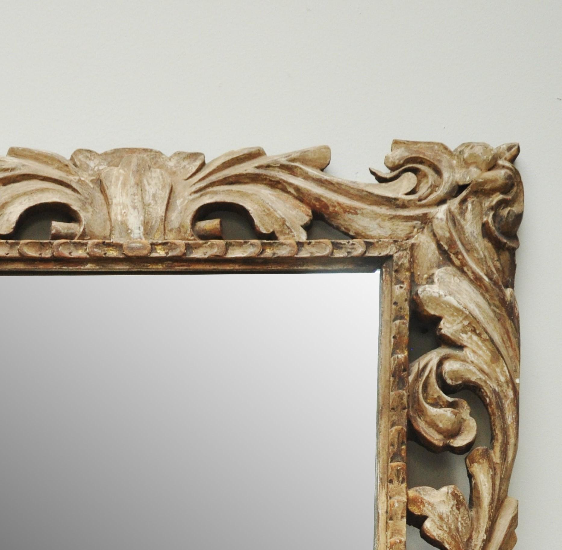 Hand-Carved 17th Century Italian Carved Mirror For Sale