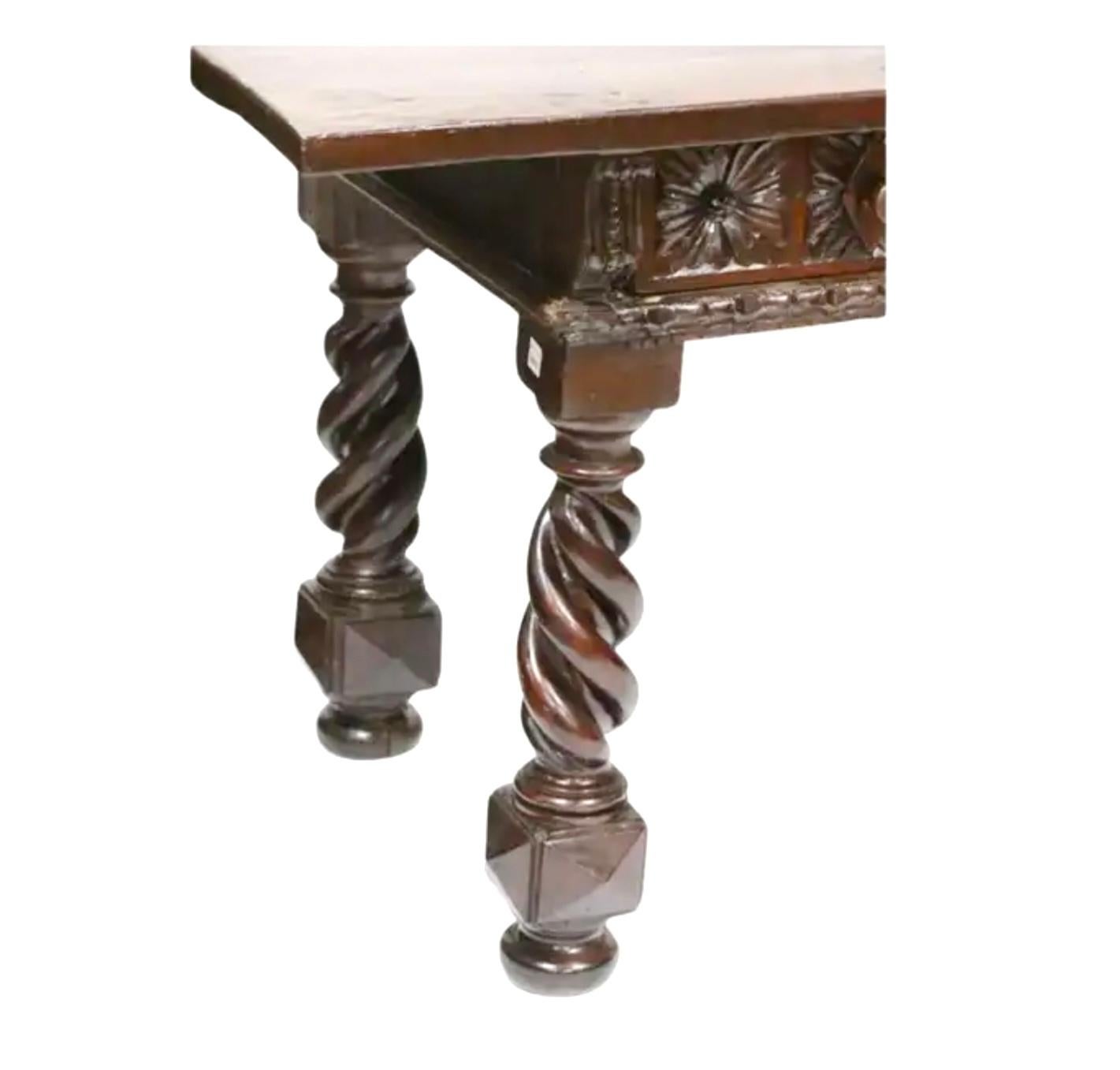 18th Century and Earlier 17th Century Italian Carved Walnut Table or Desk For Sale