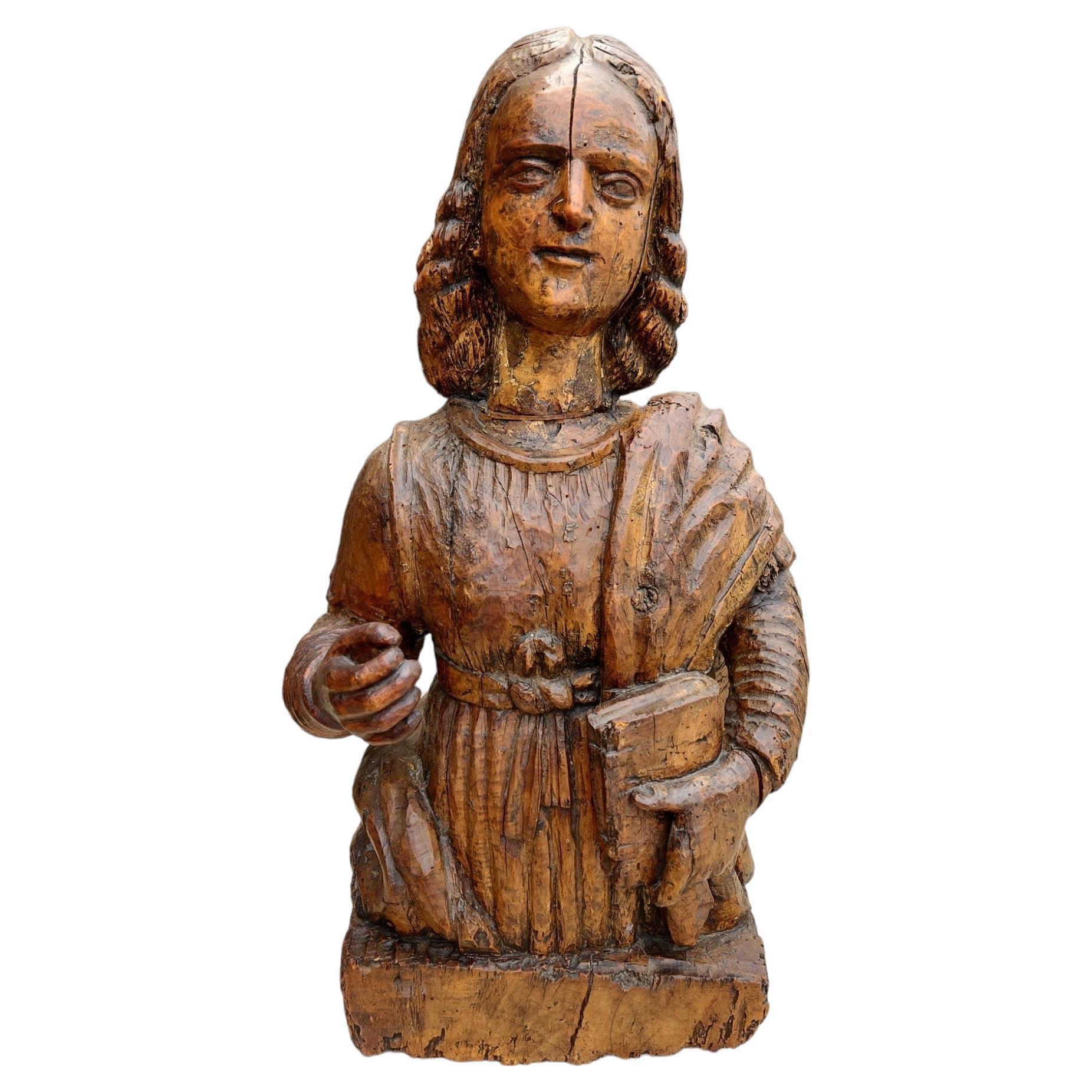 17th Century Italian Carving of Scholar For Sale