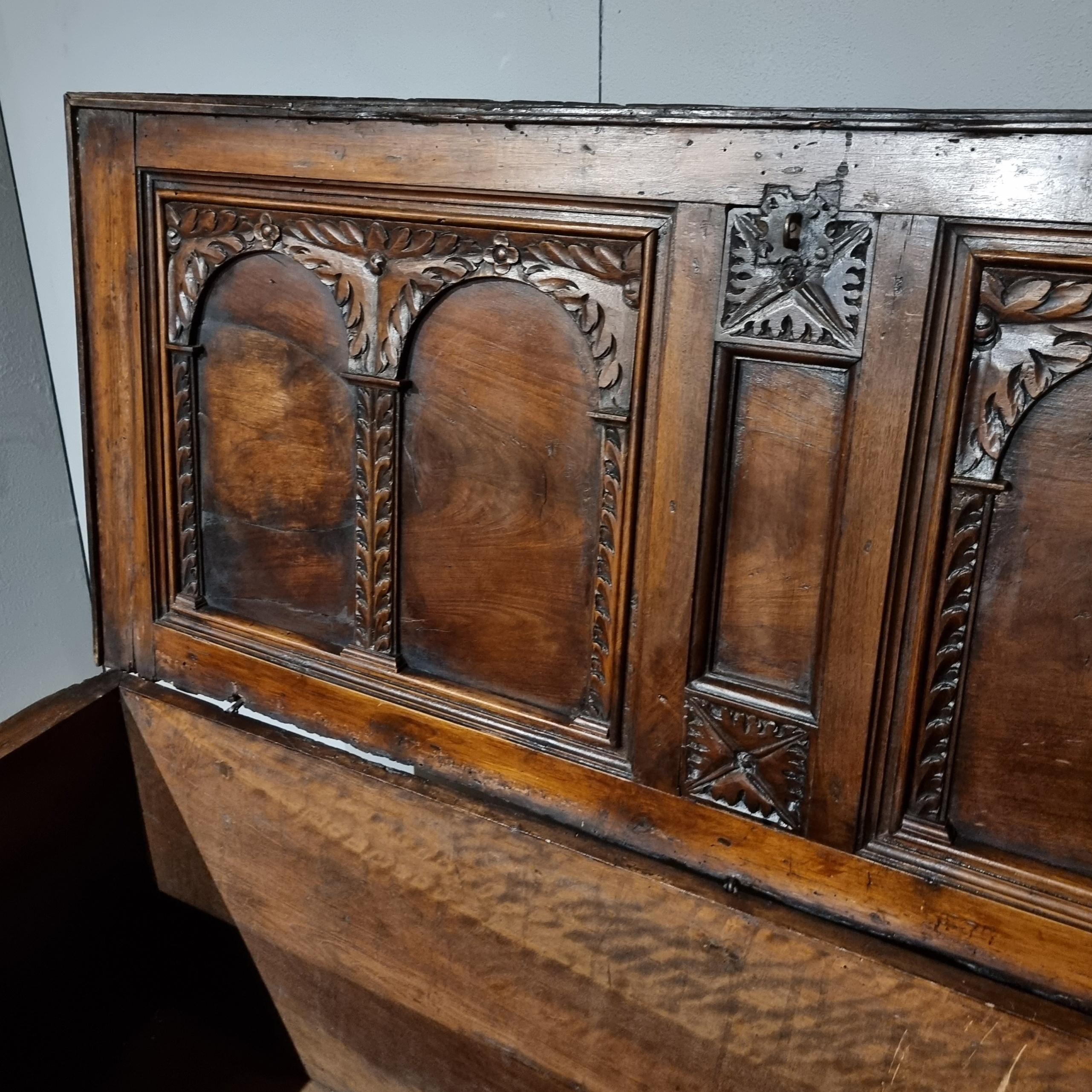 17th Century Italian Carved Walnut Cassone Coffer 7