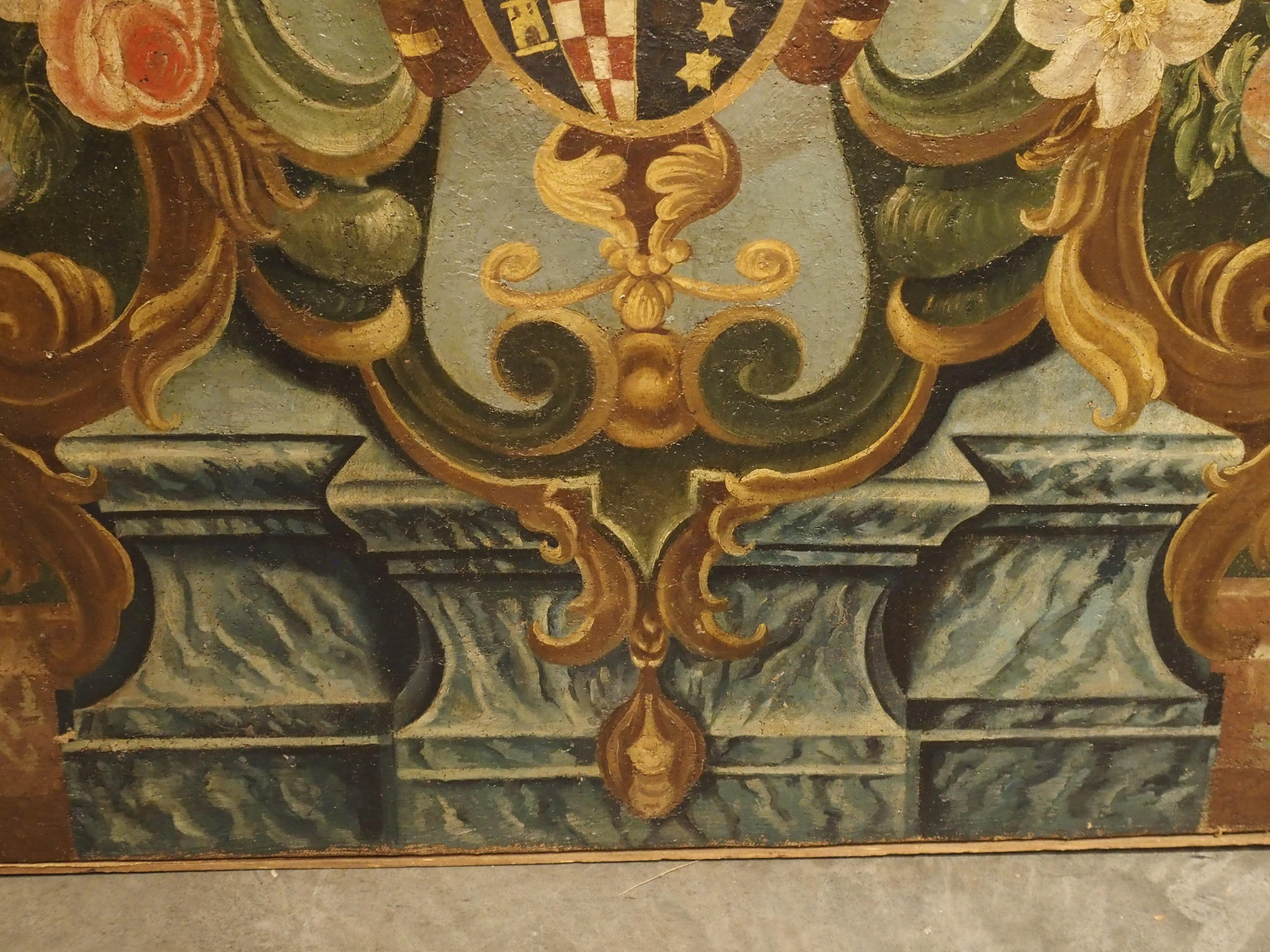 17th Century Italian Coat of Arms Oil on Canvas Painting 4