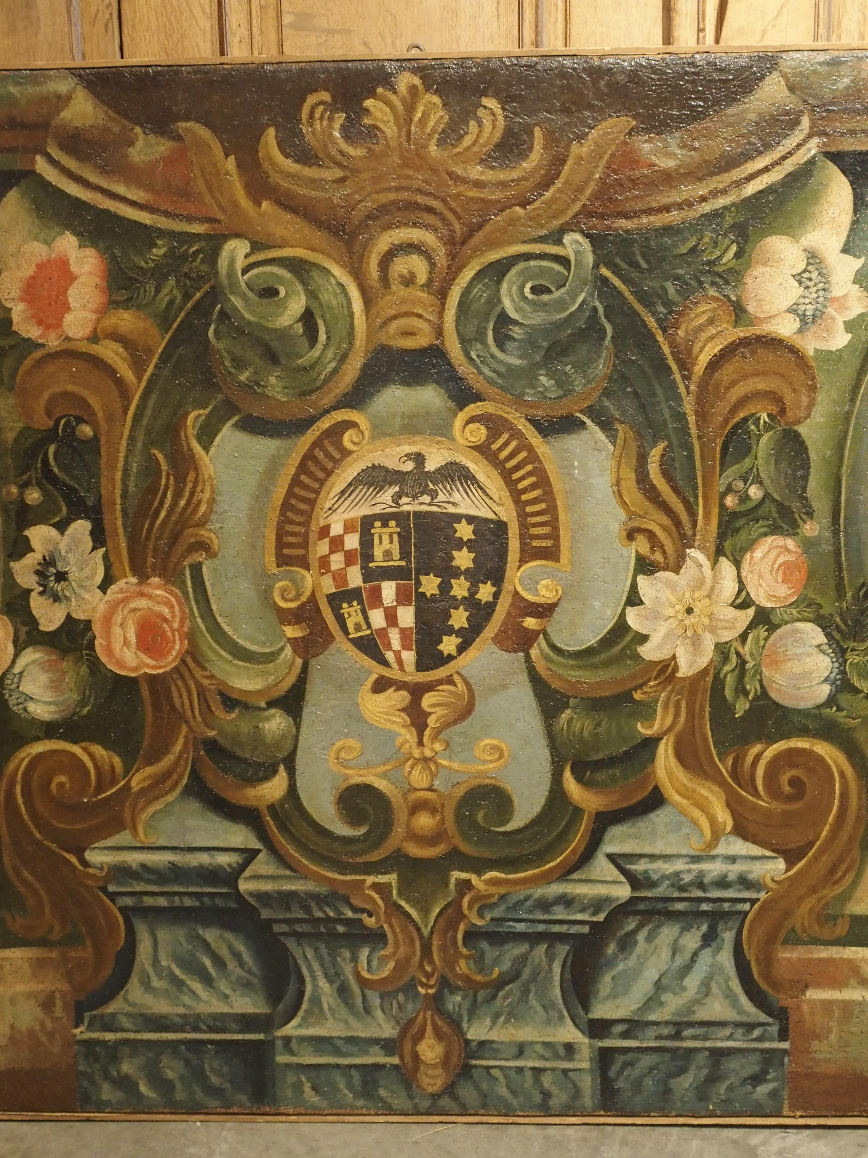 17th Century Italian Coat of Arms Oil on Canvas Painting In Good Condition In Dallas, TX