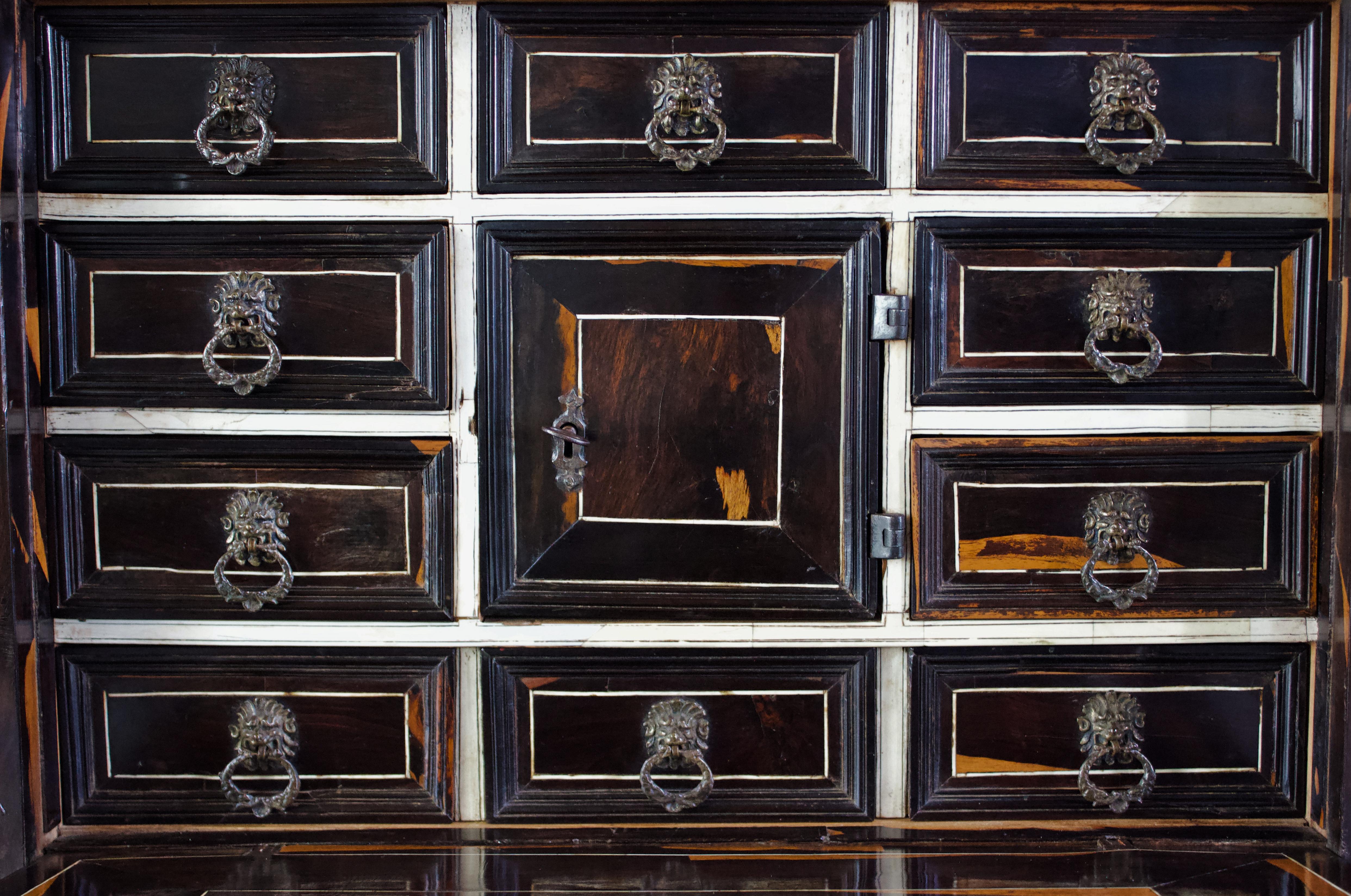 18th Century and Earlier 17th Century Italian Cocus Wood Table Cabinet, Milan, Circa 1660
