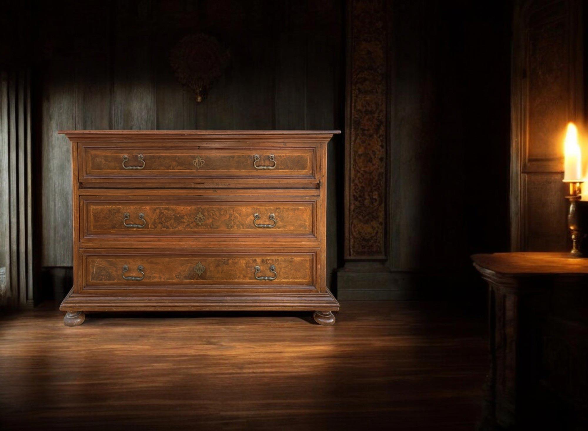 17th Century Italian Commode with Secretaire For Sale 1