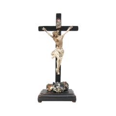 17th Century Italian Crucifix 'Venice' with Snowflake Obsidian and Fossil Shells