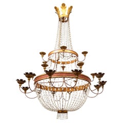 Antique 17th Century Italian Crystal and Gilt Chandelier 