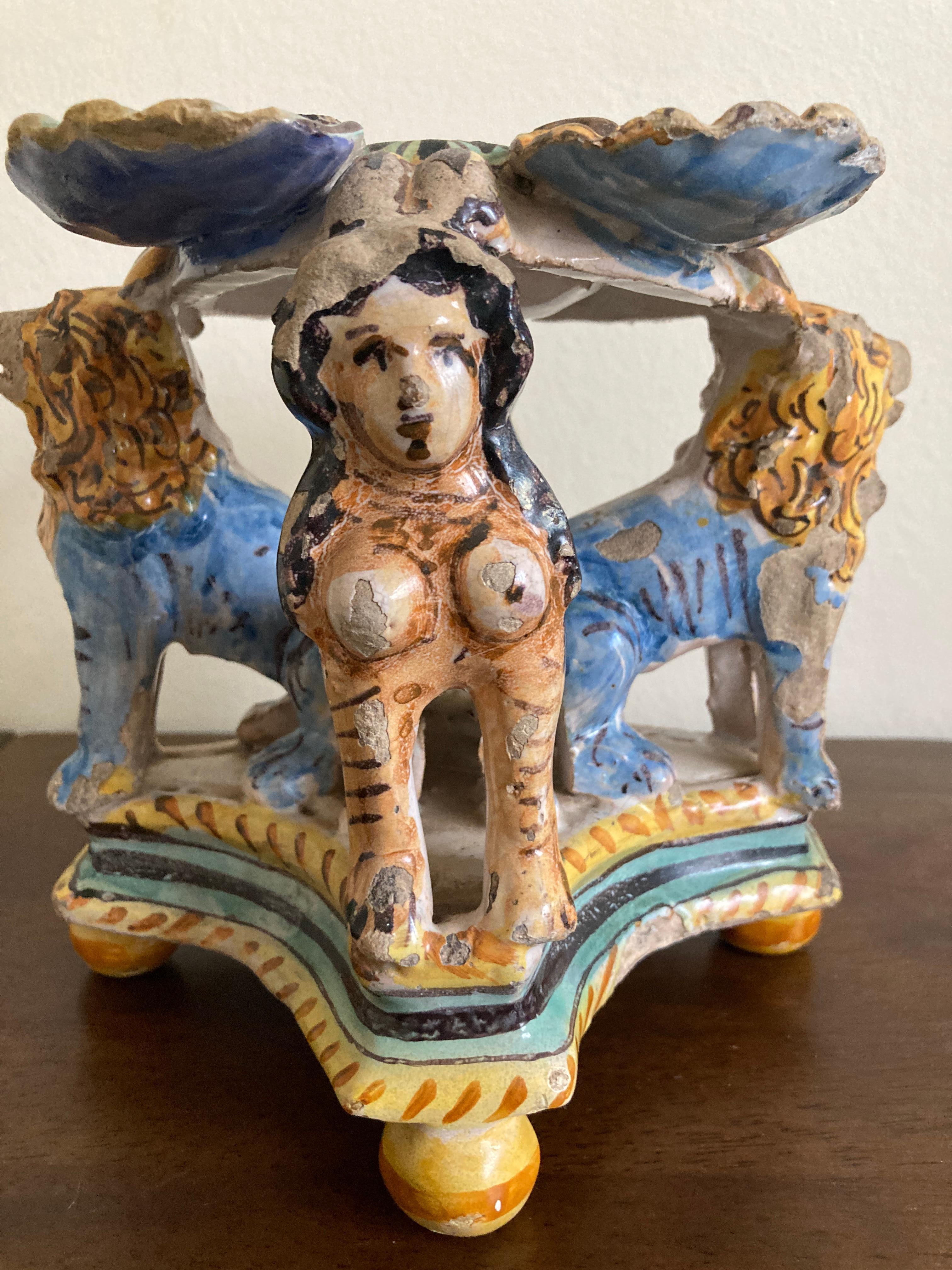 17th Century Italian Deruta Maiolica Salt For Sale 1