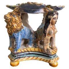 Antique 17th Century Italian Deruta Maiolica Salt