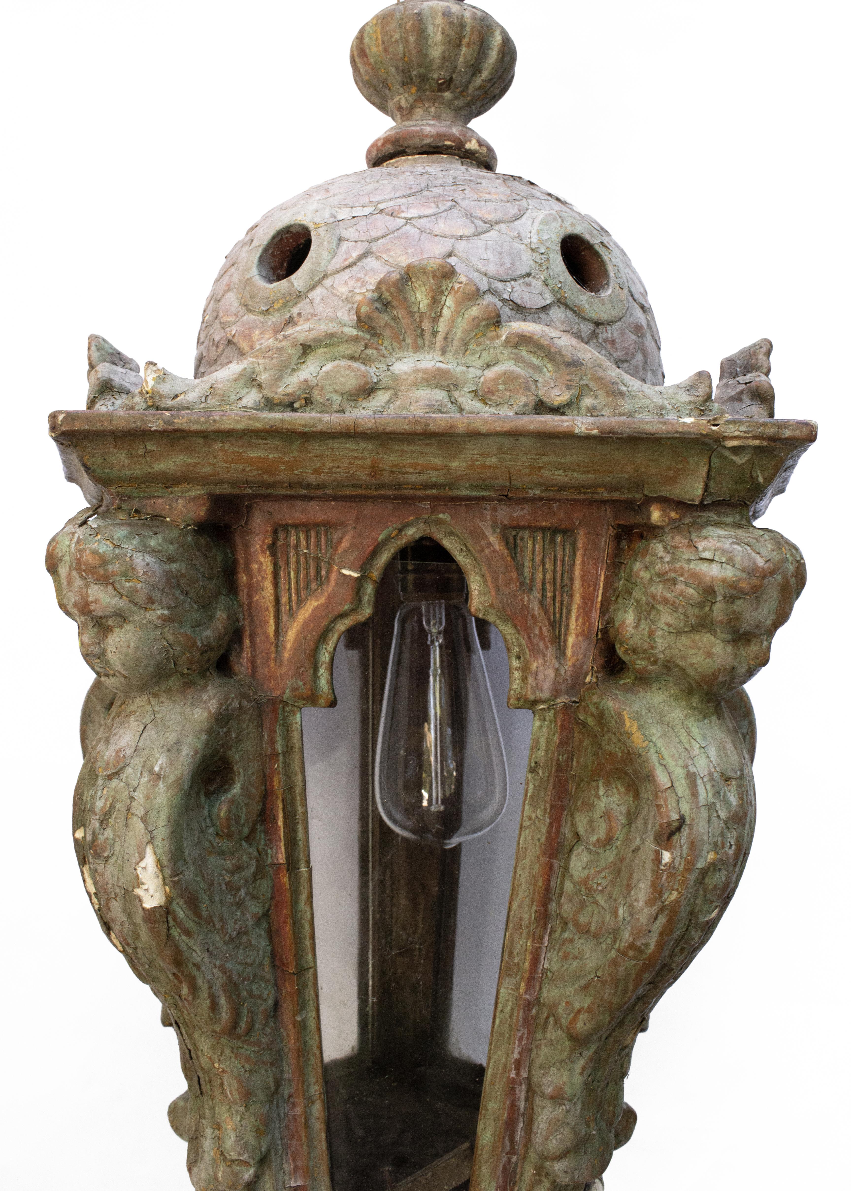Carved 17th Century Italian Electrified Venetian Lantern