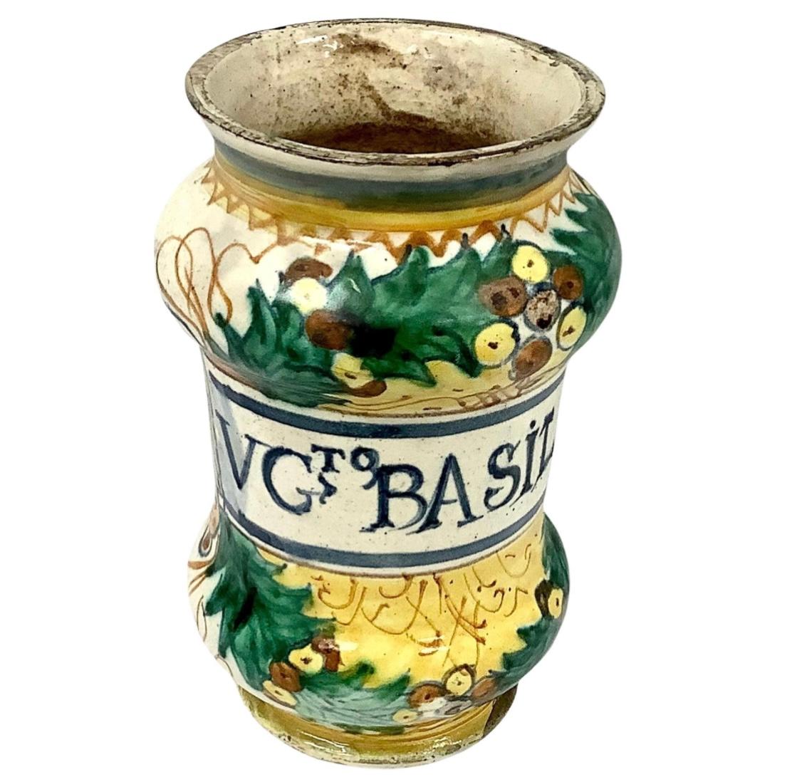 17th Century Italian Faience Apothecary Jar For Sale 5