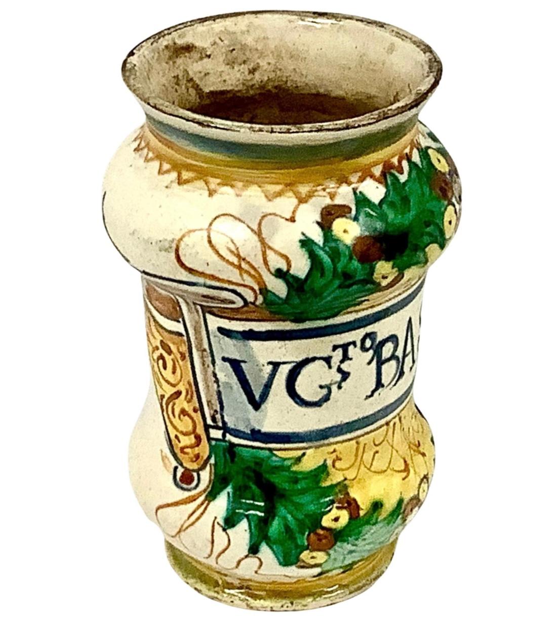 Ceramic 17th Century Italian Faience Apothecary Jar For Sale