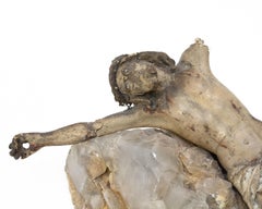 Figure italienne du 17e siècle du Christ sur quartz fumé dans la Matrix