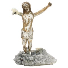 17th Century Italian Figure of Christ with Calcite Crystals on Barite & Calcite